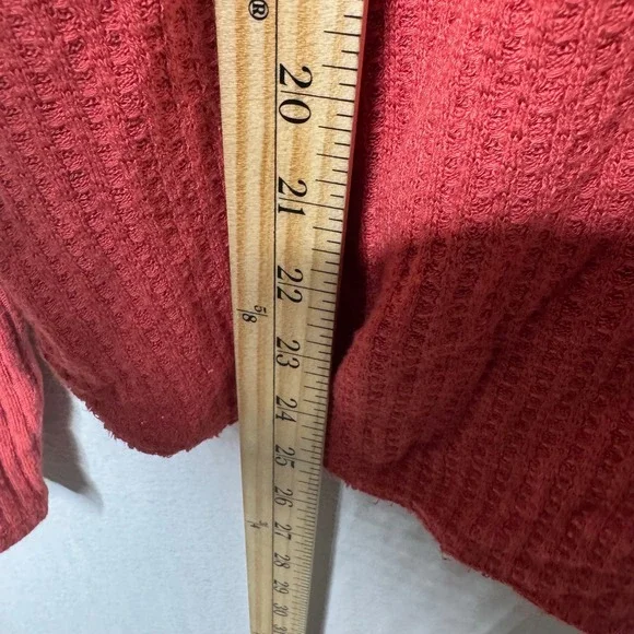WE THE FREE Orange Waffle Knit Cowl Neck High Low Long Sleeve Top Women S - Picture 7 of 10
